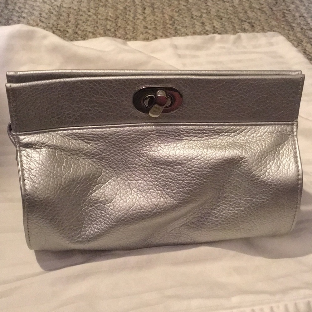 Matte silver clutch or makeup bag